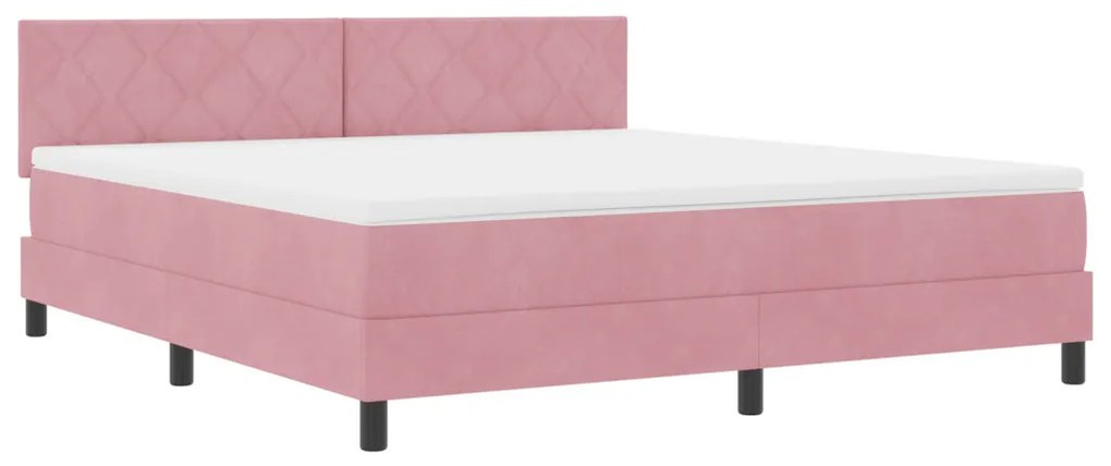Boxspring Ágy Matraccal Rózsaszín Szuper King Bársony