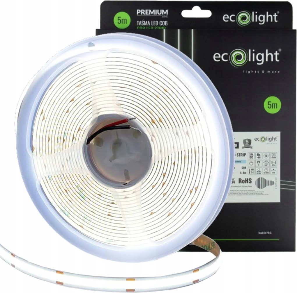 Led szalag Cob Szalag Egységes 480 24V 12W/m 1560lm/m Hideg fehér 6000K IP20 5m