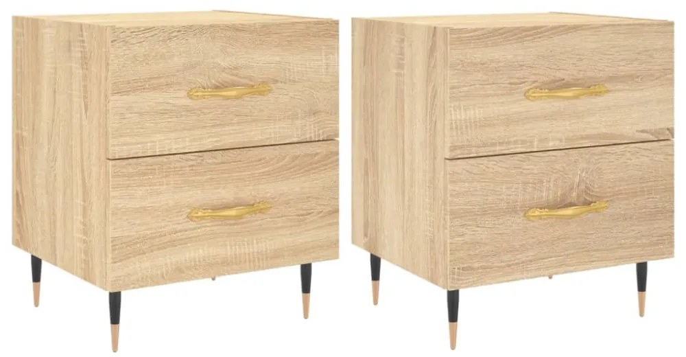 2 db sonoma tölgy színű szerelt fa éjjeliszekrény 40x35x47,5 cm