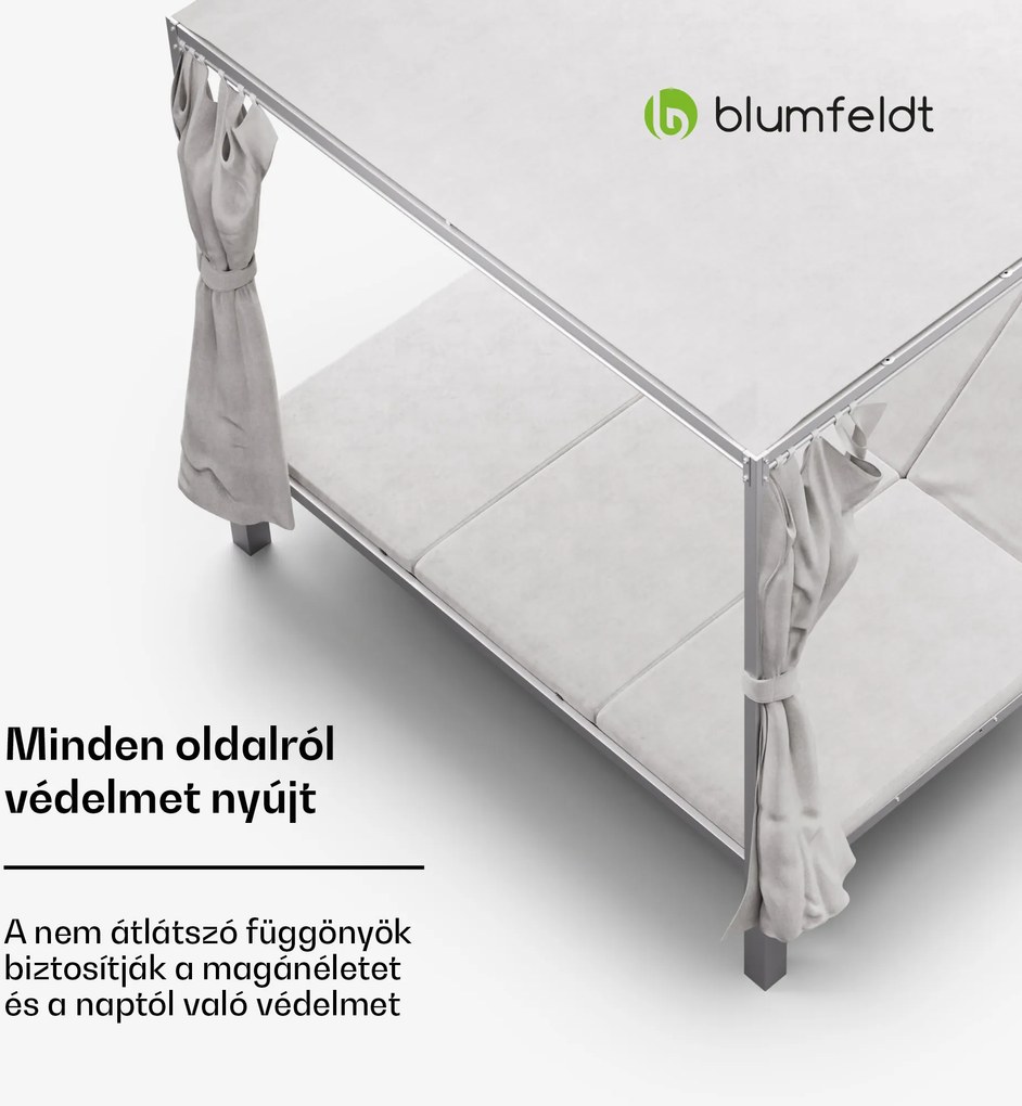 Blumfeldt Eremitage Triple hármas napozóágy, napvédelem, akár 3 fő számára, alumínium váz, időjárásálló
