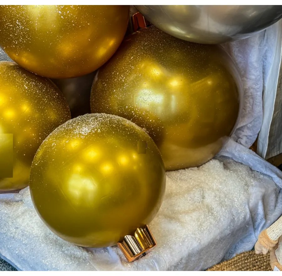 Nagyméretű 45 cm-es Felfújható óriás karácsonyfadísz gömb, kültéri-beltéri, arany