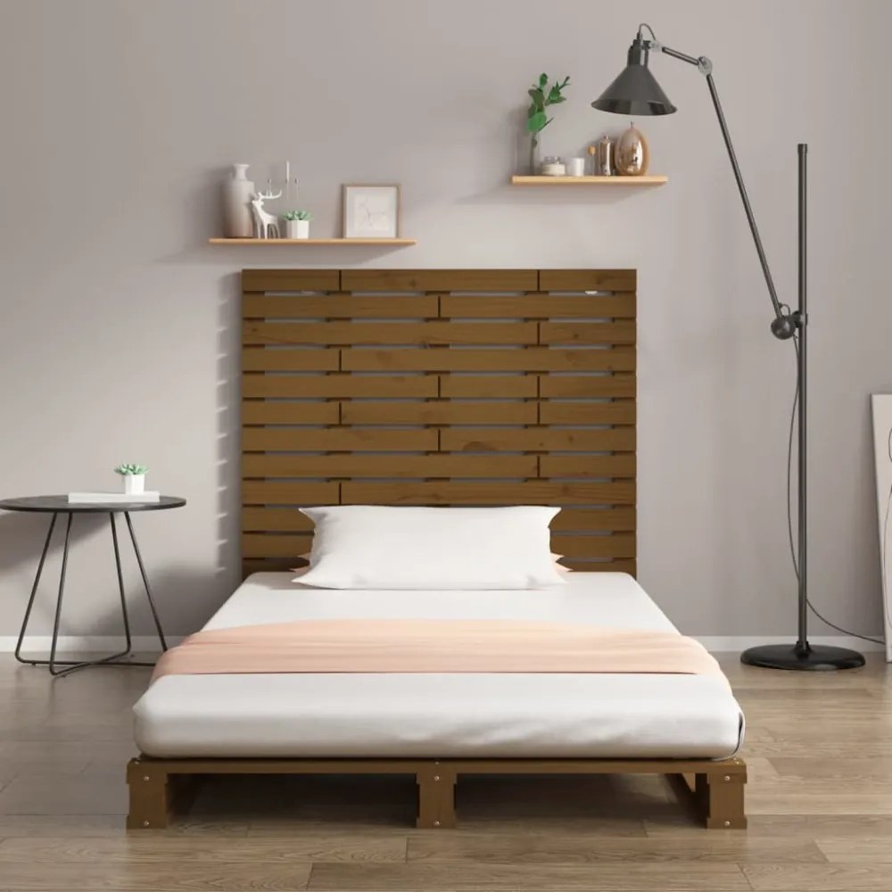mézbarna tömör fenyőfa fali fejtámla 96 x 3 x 91,5 cm