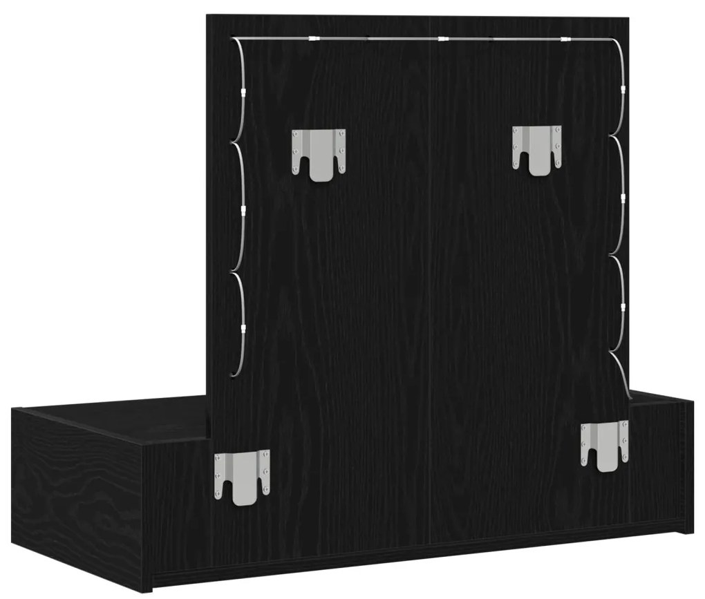 vidaXL Öltözködőasztal tükör lámpákkal Fekete 83 x 40 x 70 cm Faanyag