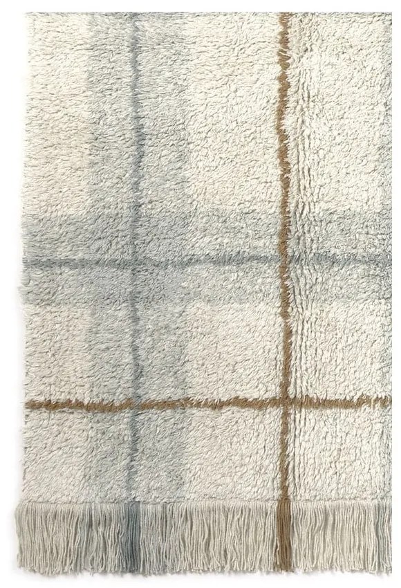 Krémszínű-zsályaszínű mosható-kézi szövésű pamut szőnyeg 140x190 cm Tartan Blue Sage – Lorena Canals