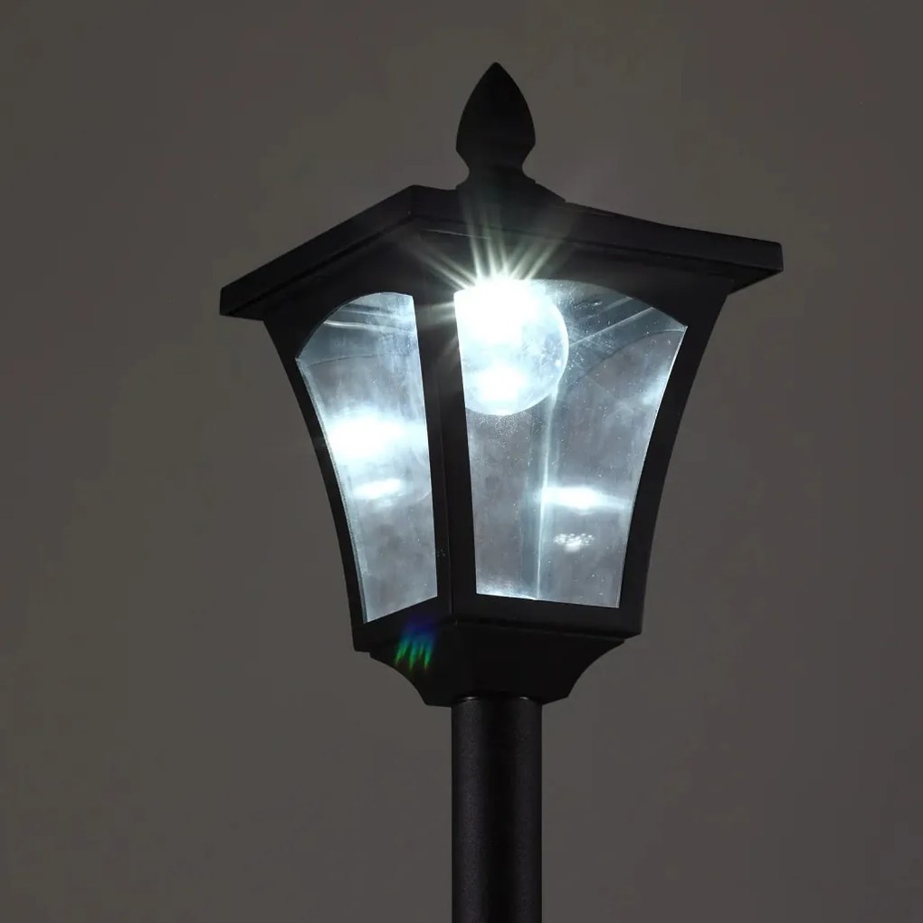 Outsunny LED napelemes kerti lámpa, rozsdamentes acél állólámpa, 160 cm magas, fekete