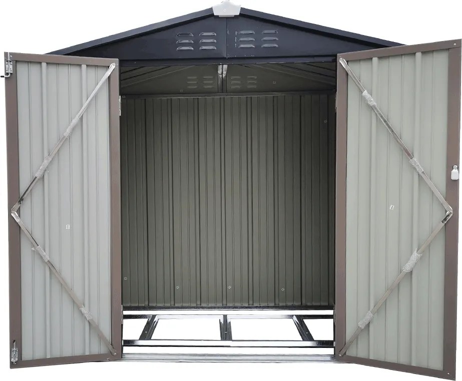 Pléh kerti szerszámos ház, barna/antracit, 2x1,3 m, RADOL