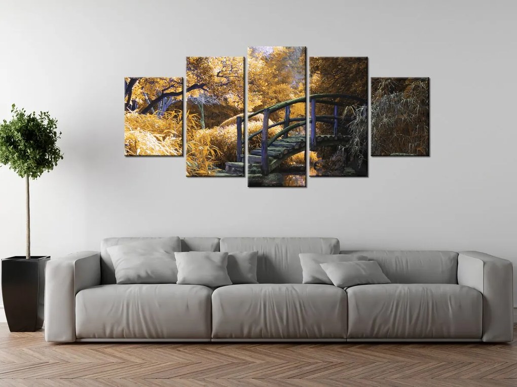 Gario Vászonkép Japán aranykert - 5 részes Méret: 150 x 70 cm