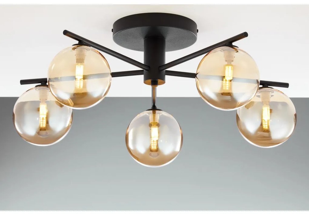 Jupiter 2047 - Felületre szerelhető csillár PRATO 5xG9/10W/230V fekete/bézs