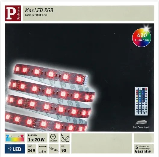Paulmann 70587 - LED RGB/20W Dimmelhető szalag MAXLED 1,5m 230V +távirányító