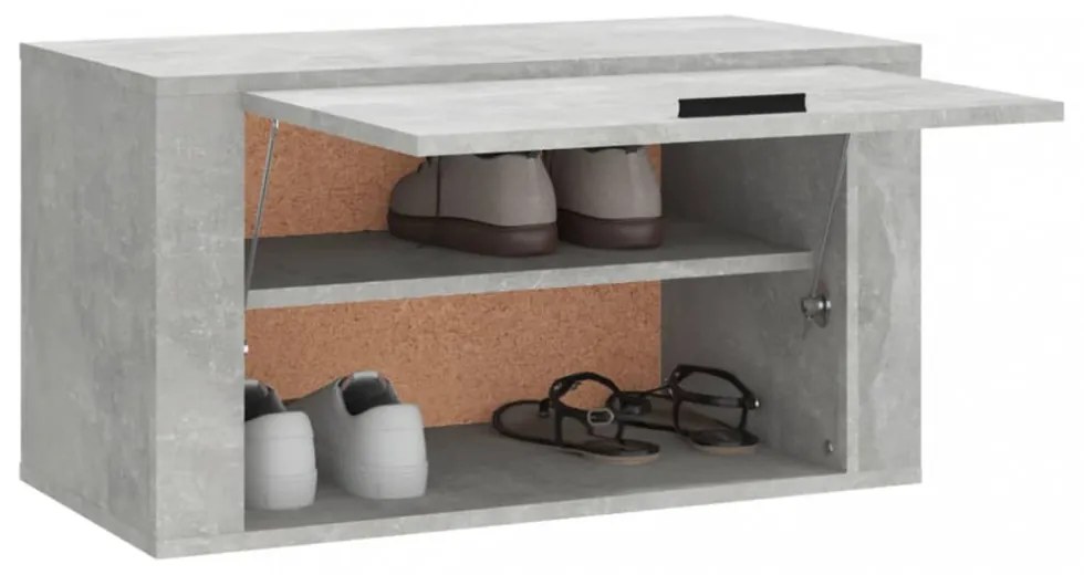 betonszürke szerelt fa fali cipőszekrény 70 x 35 x 38 cm