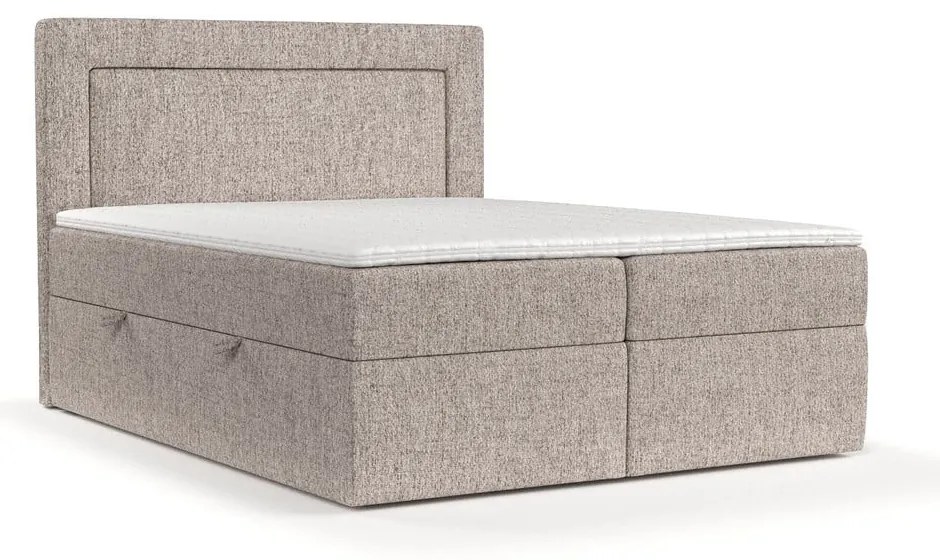 Világosbarna ágyneműtartós boxspring ágy 200x200 cm Imagine – Maison de Rêve