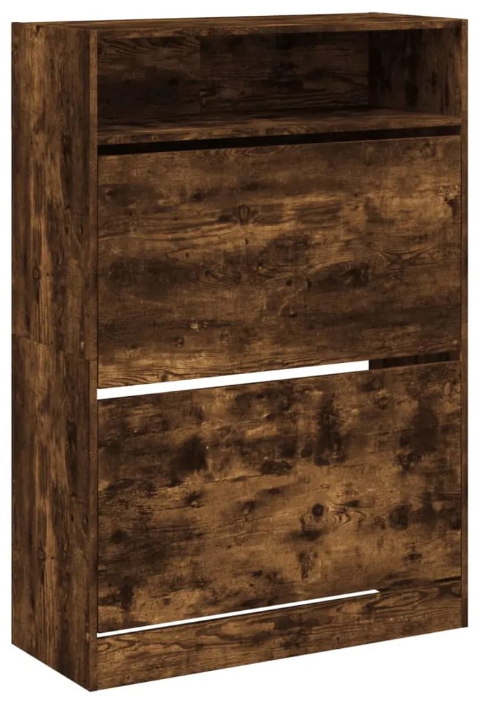 füstös tölgy cipőszekrény 2 kihajtható fiókkal 80x34x116 cm