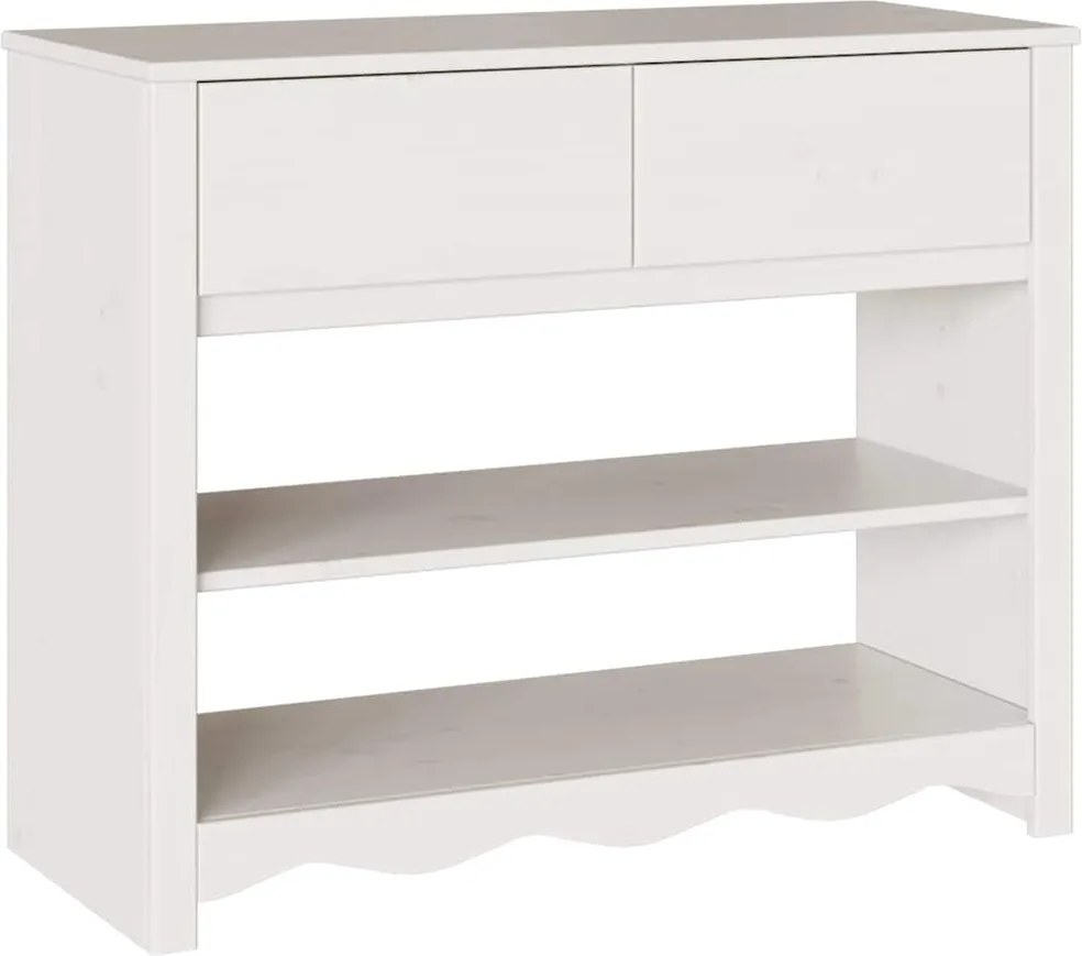 vidaXL Konzolasztal Drammen Fehér 89,5 x 37 x 73 cm Tömör fenyőfa