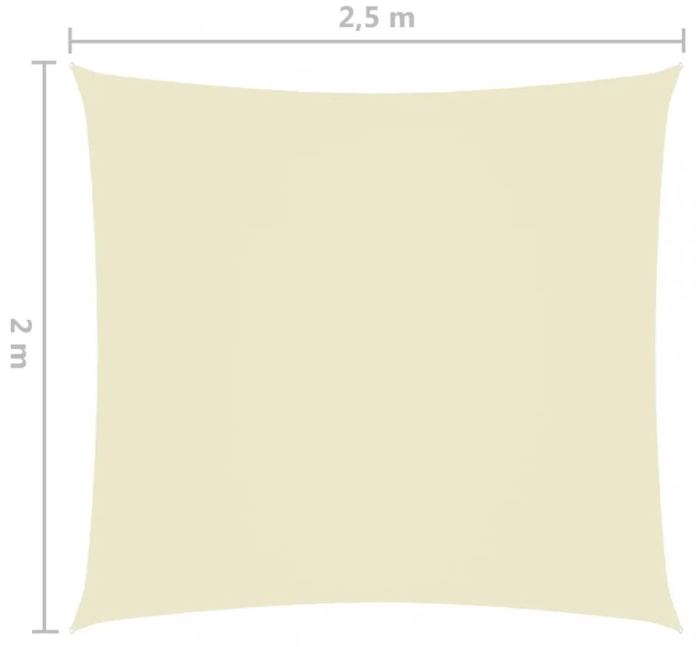 krémszínű téglalap alakú oxford-szövet napvitorla 2 x 2,5 m