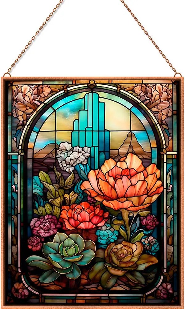 Virág ólomüveg stílus 11 üvegkép, falikép