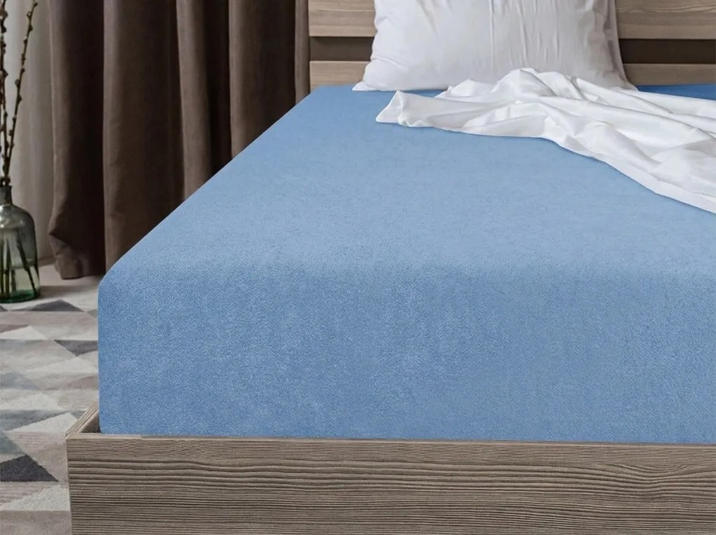 MOLTON fleece gumis lepedő világoskék 90 x 200 cm