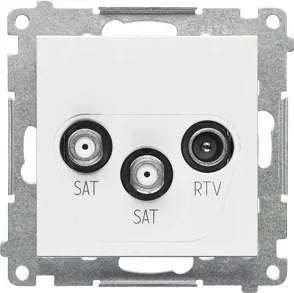 Simon 55 Műholdas antenna aljzat Dupla Sat-sat-rtv Fehér Matt
