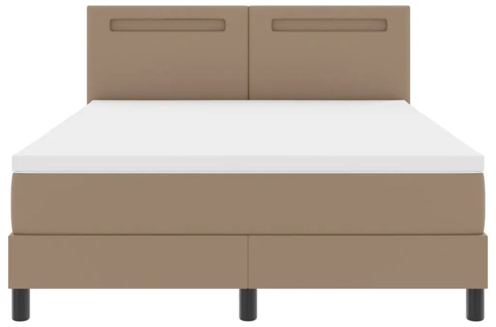 Boxspring ágy matraccal - Cappuccino, 140x190 cm, műbőr