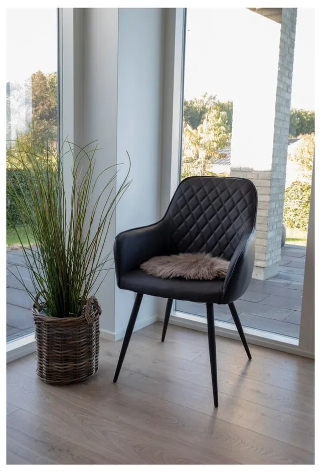 Fekete kárpitozott karfás étkezőfotel szett 2 db-os Harbo – House Nordic