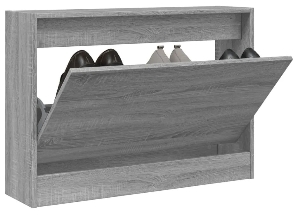 szürke sonoma színű szerelt fa cipőszekrény 80 x 21 x 57 cm