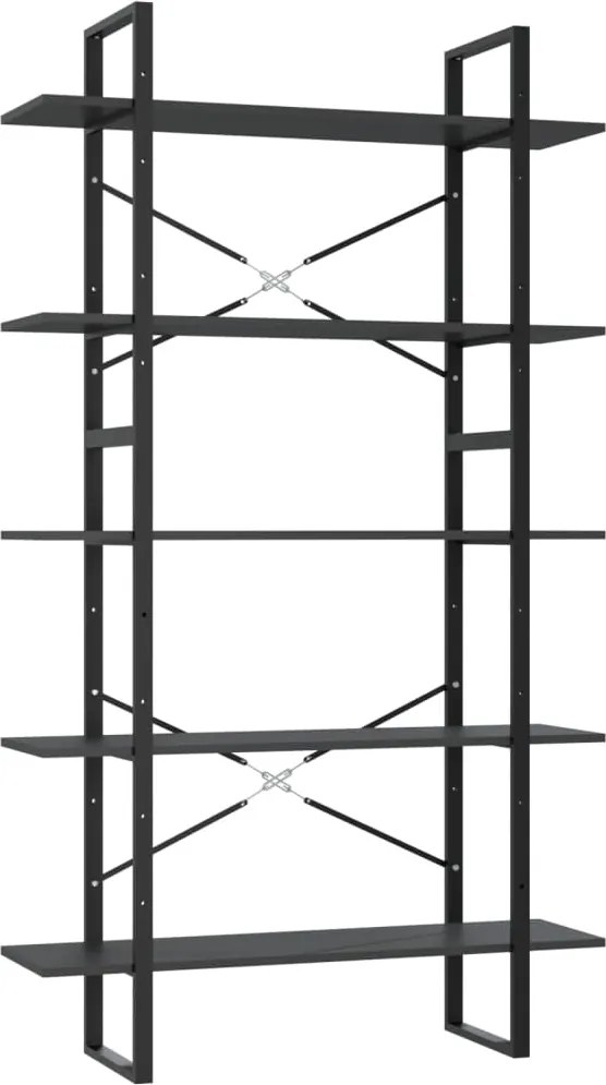 vidaXL 5 szintes szürke szerelt fa könyvszekrény 100 x 30 x 175 cm