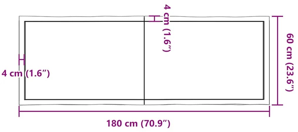 sötétbarna kezelt tömör asztallap 180x60x(2-4) cm