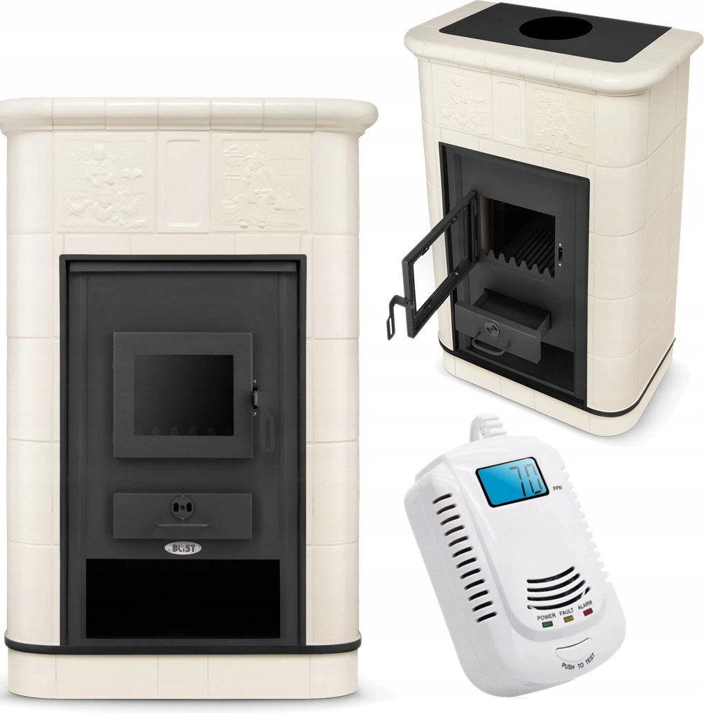 Kályha kandalló kályha kecske cserépkályha kerámia bézs 9KW 120MM 90-100m2