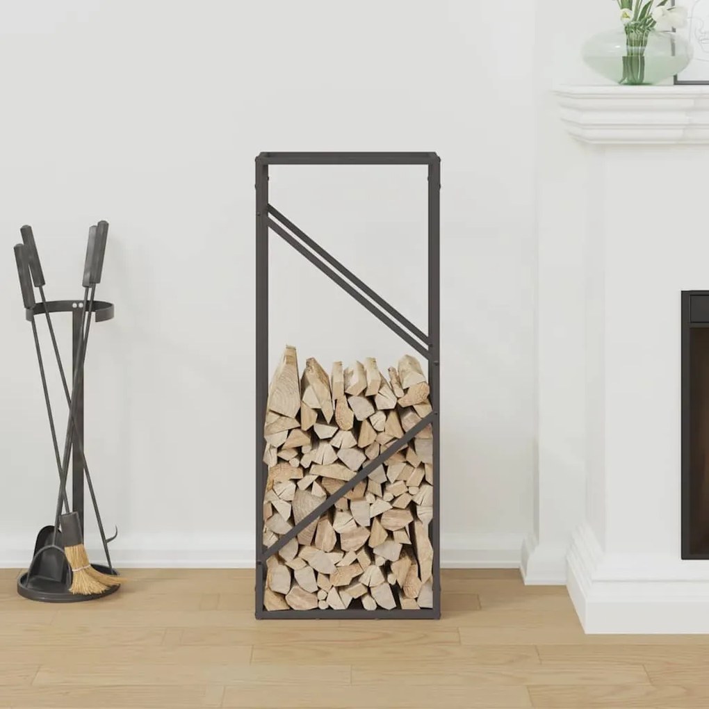 fekete hidegen hengerelt acél tűzifatároló 40x25x100 cm