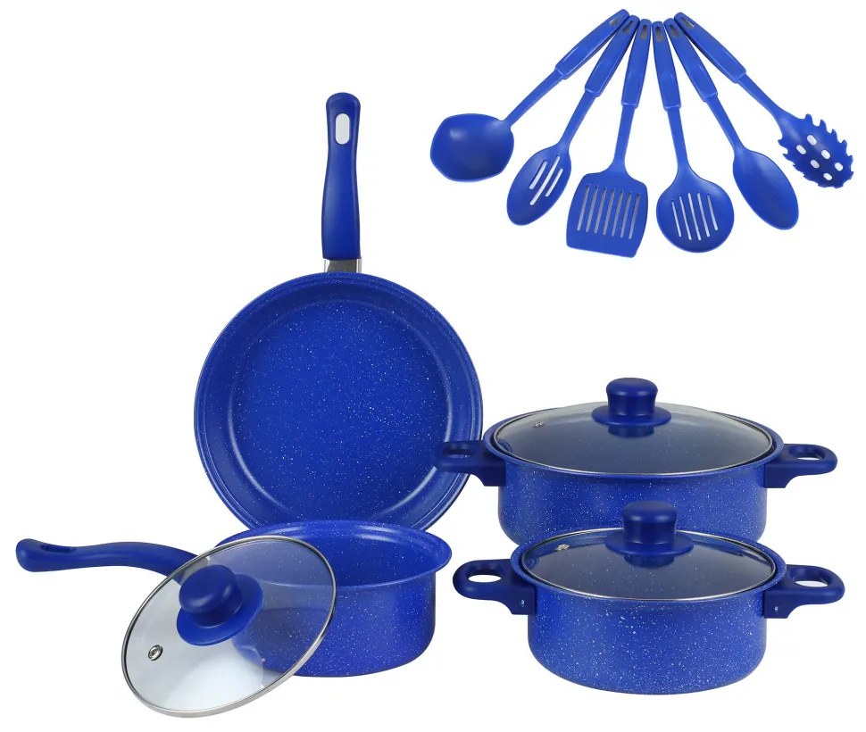 13 részes tapadásmentes edénykészlet konyhai eszközökkel kék G25