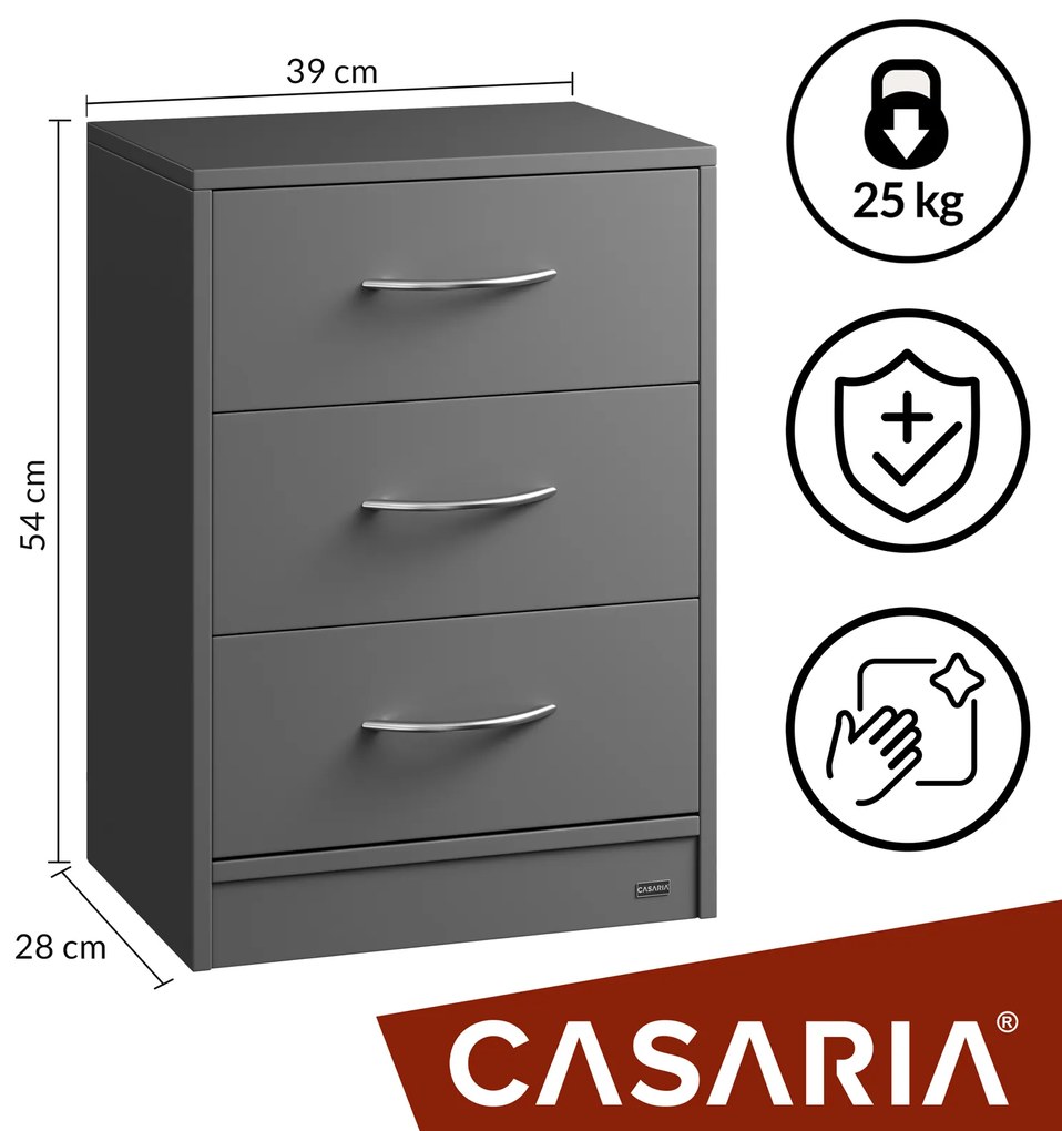 Casaria® Eloise éjjeliszekrény 54x39x28cm - LED antracit