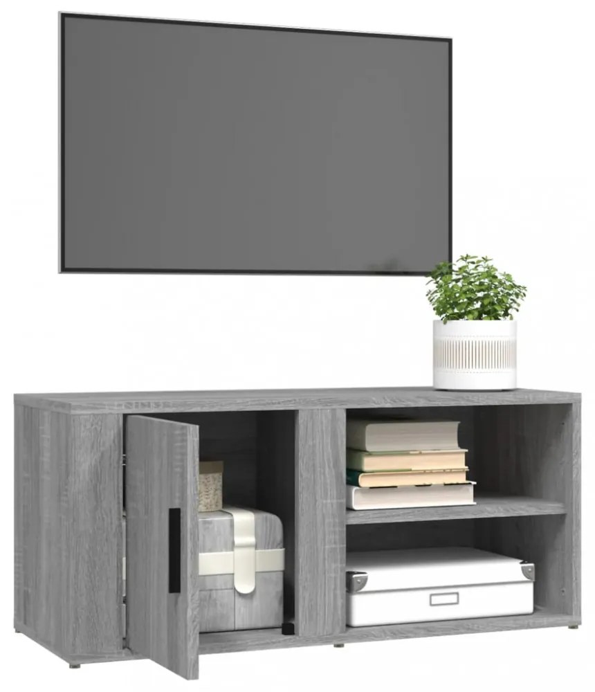 2 db szürke sonoma színű szerelt fa TV-szekrény 80x31,5x36 cm