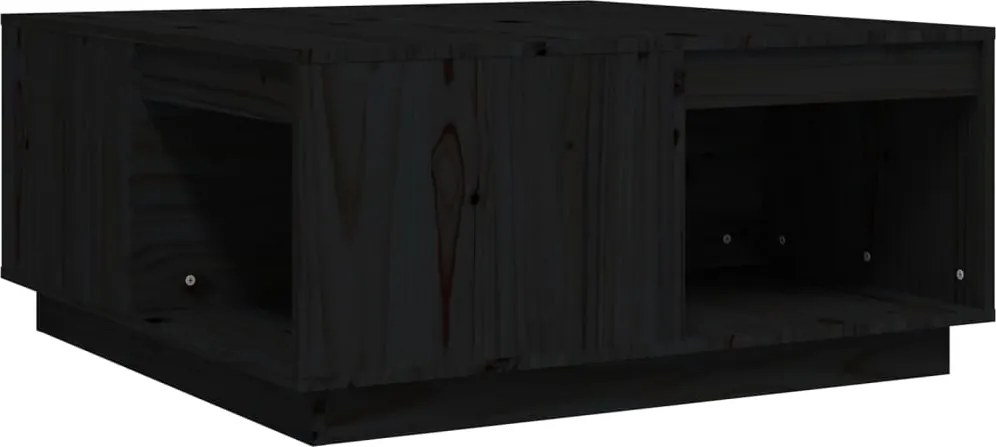 vidaXL fekete tömör fenyőfa dohányzóasztal 80x81x36,5 cm