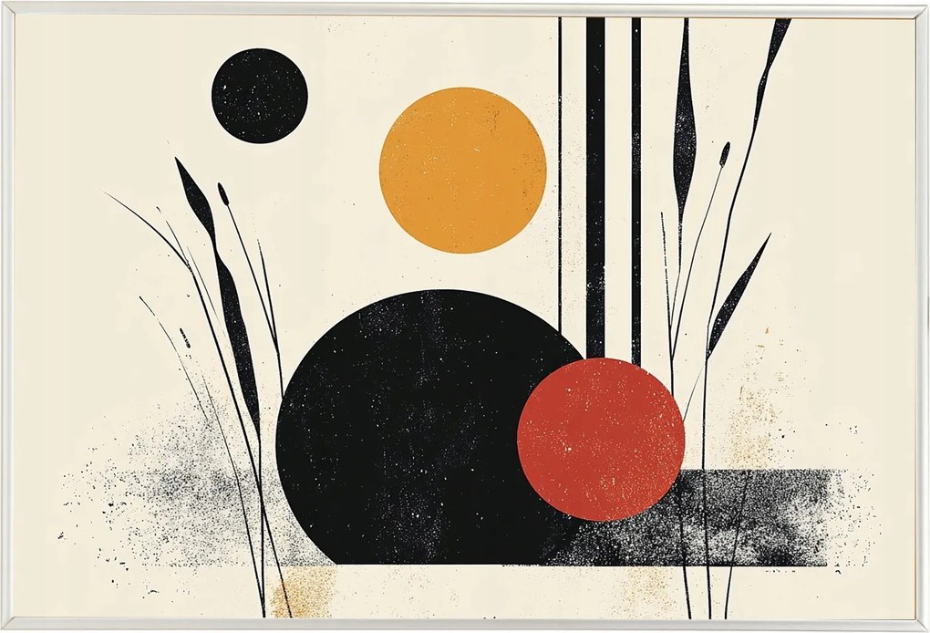 Poszter Keret Alumínium Grafika Geometria Bauhaus Wabi-sabi Kör 60x40