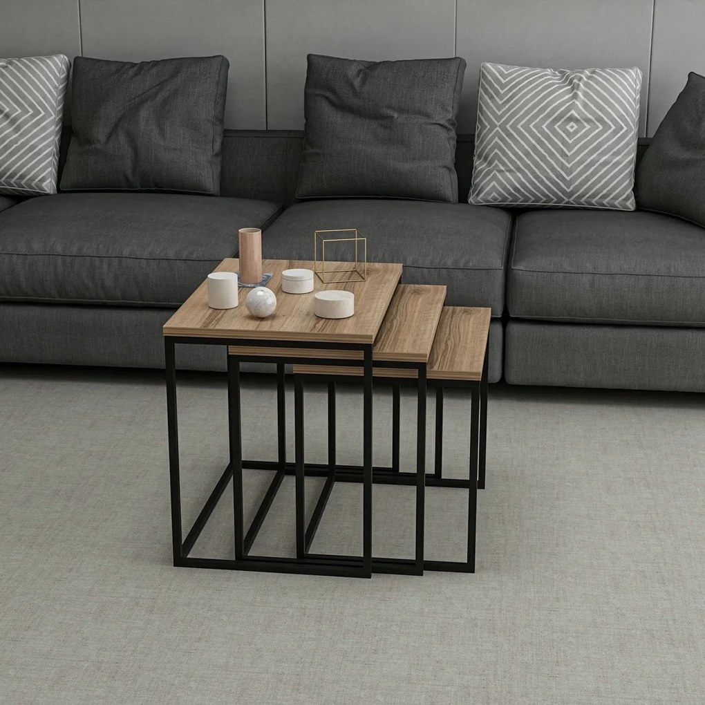 Evia Walnut tárolóasztal, 3 db