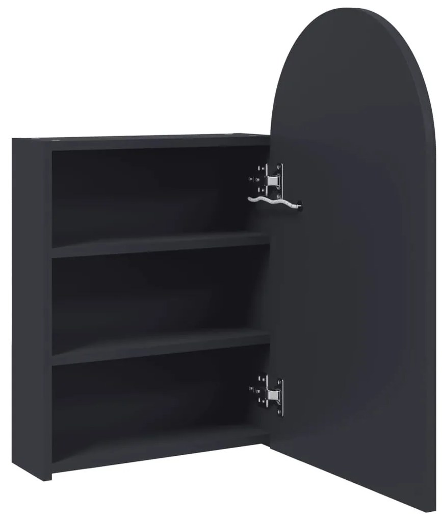 szürke ívelt tükrös fürdőszobaszekrény LED-del 42 x 13 x 70 cm