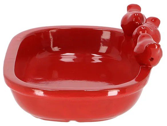 Kerámia madáritató és etető tál, 29 cm, piros