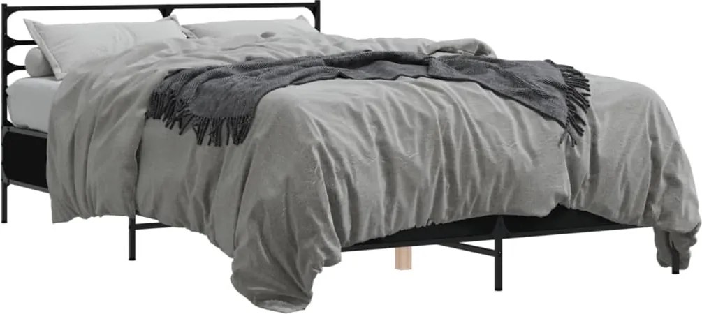 vidaXL fekete szerelt fa és fém ágykeret 140 x 200 cm