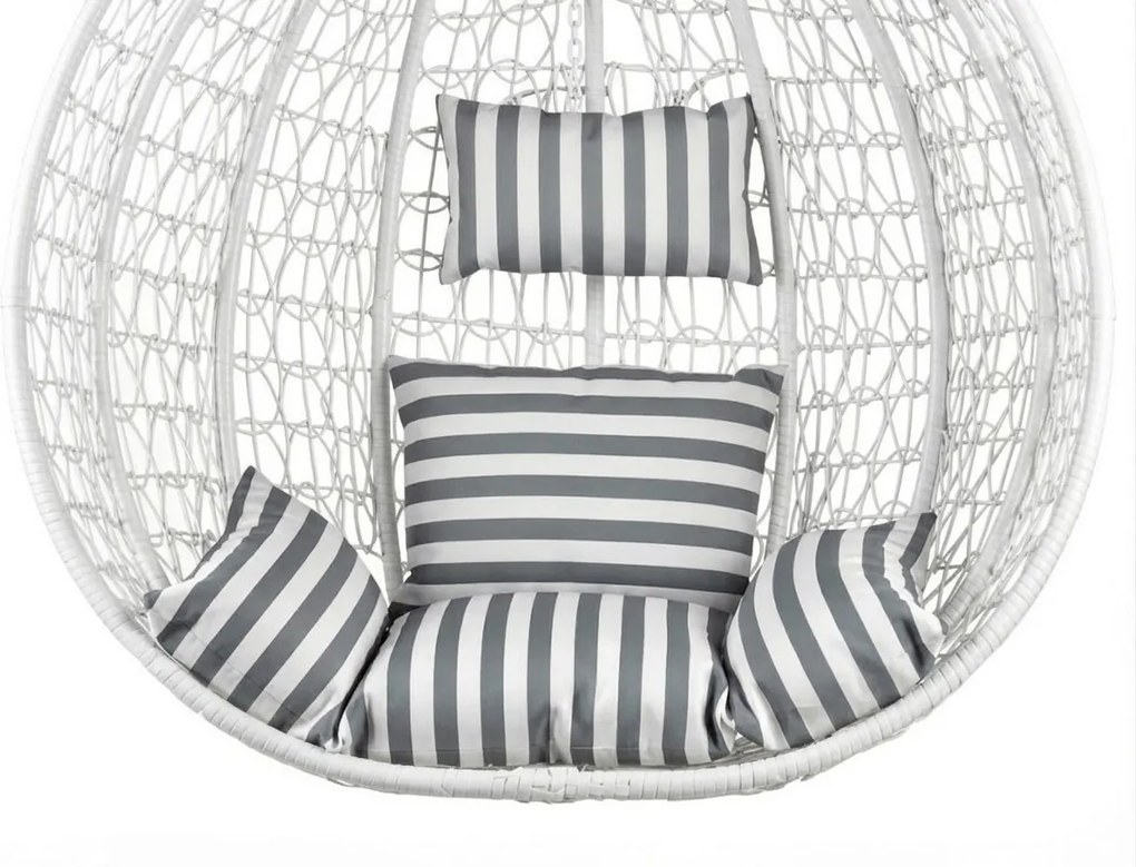 Fehér függőszék KOKON állvánnyal, fehér-szürke párna