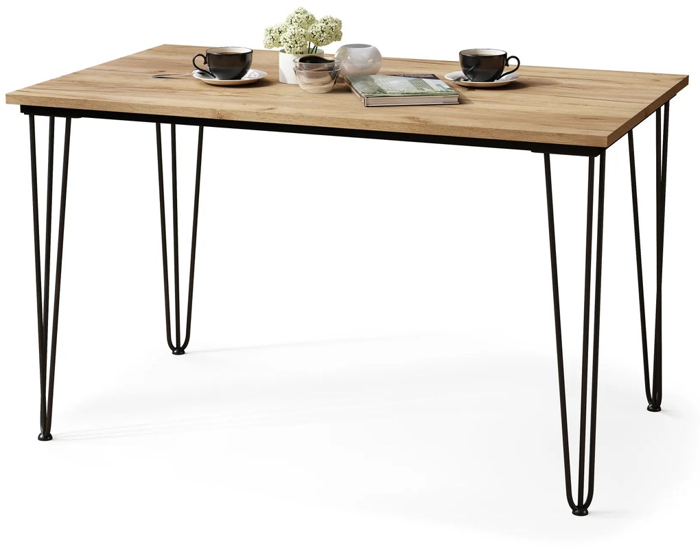 Mazzoni HAIRPIN S-120 Arany Tölgy - LOFT STÍLUSÚ ASZTAL KONYHÁBA/ÉTKEZŐBE/NAPPALIBA