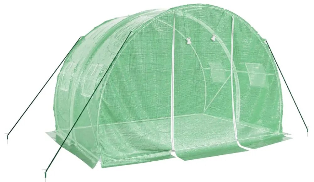 zöld acélvázas melegház 6 m² 3 x 2 x 2 m