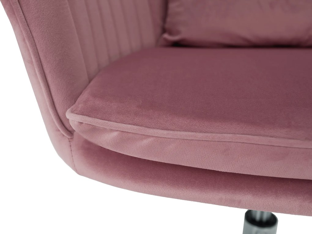 Irodai szék, rózsaszín Velvet szövet/króm, KLIAN