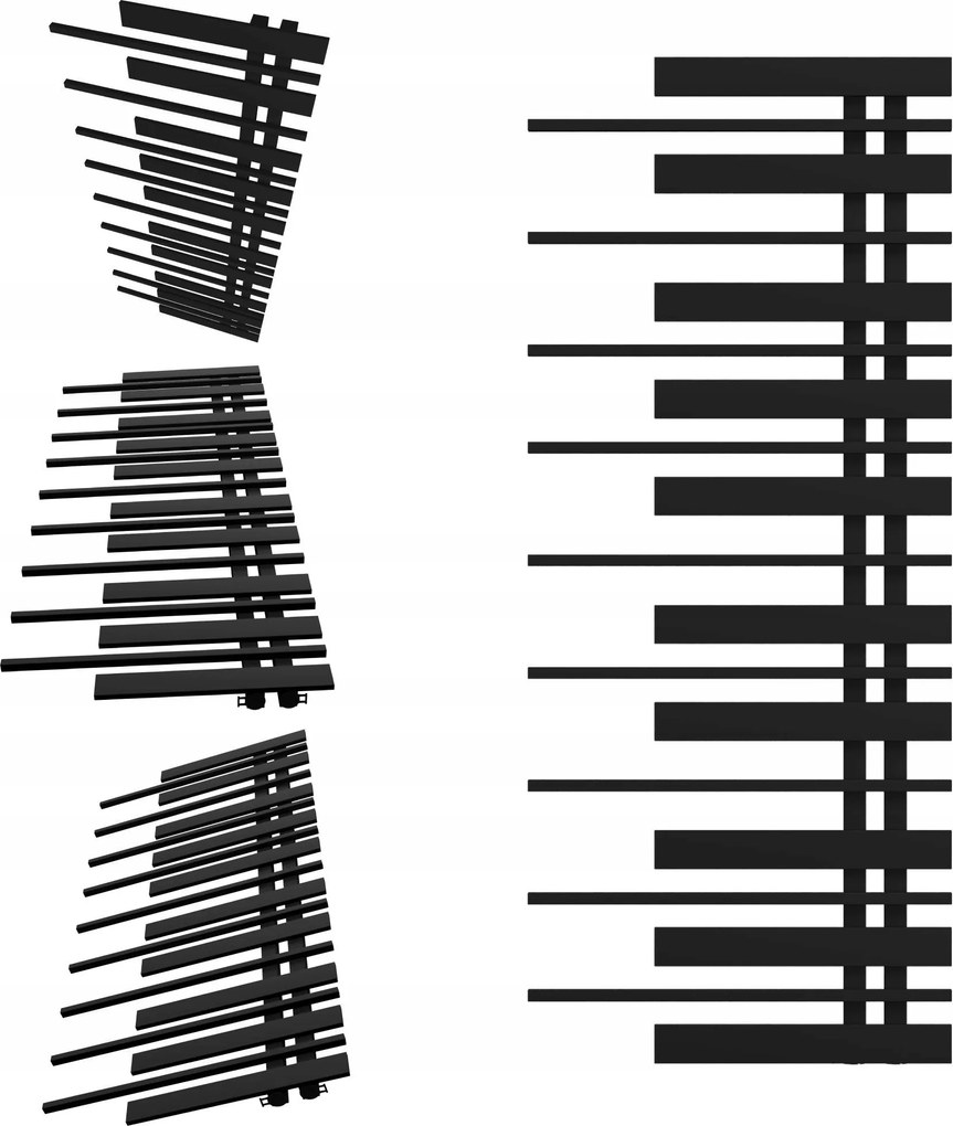 Fürdőszobai radiátor Pianino 1280x570 Fekete Matt Jobbos