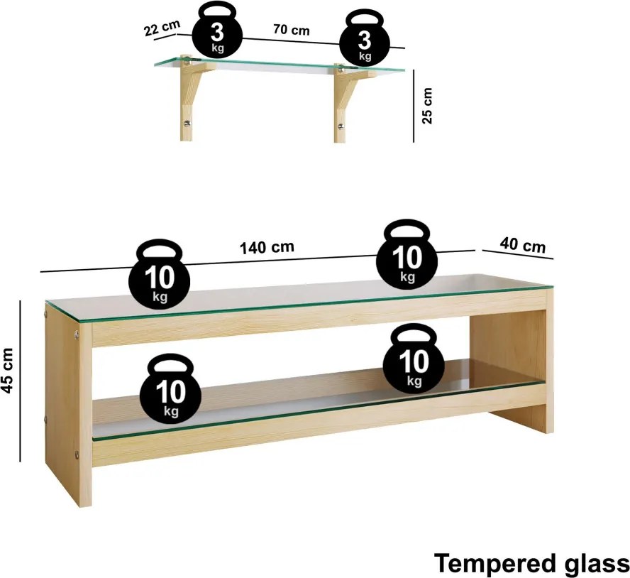 TV-állvány, 140 cm – TV302