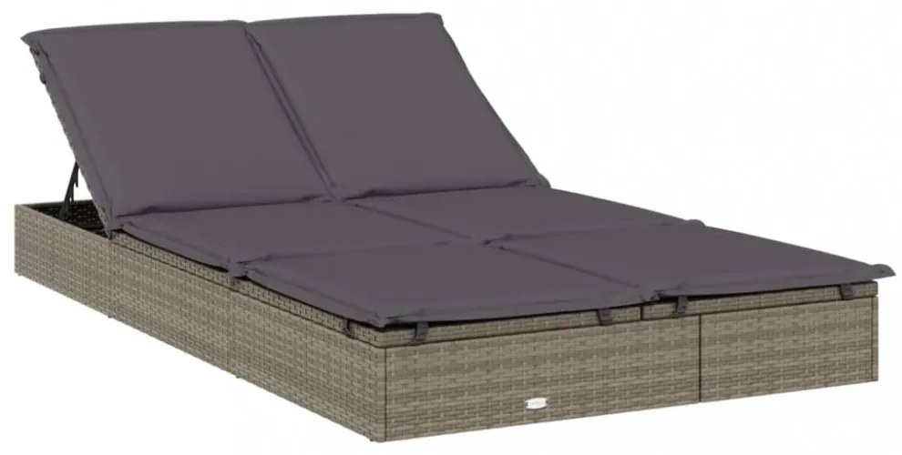 2 személyes szürke polyrattan napágy tetővel 213 x 118 x 97 cm