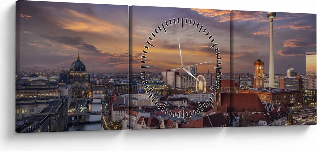 Kép - Naplemente Berlin felett (órával) (90x30 cm)