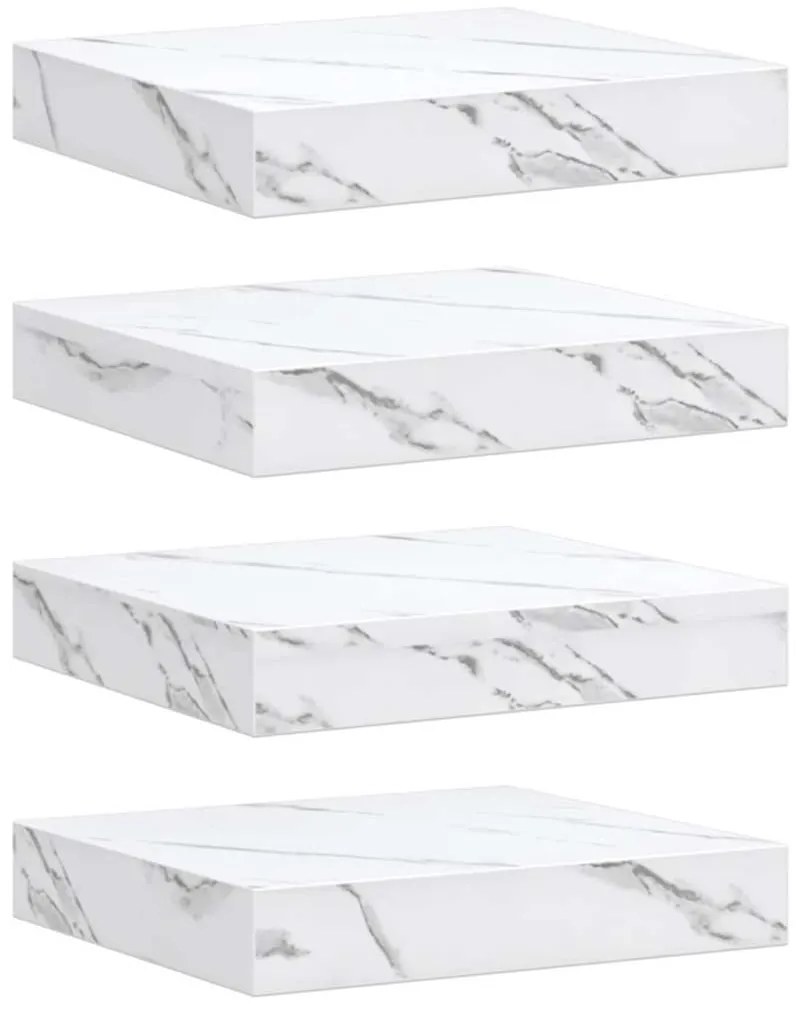 vidaXL Falpolc tárolóval 4 pcs Fehér márvány 23 x 23,5 x 4 cm Faanyag