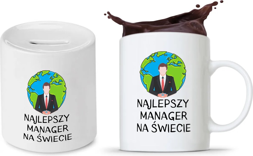 Menedzser Szett Bögre Persely Ajándék fényképes nyomtatással