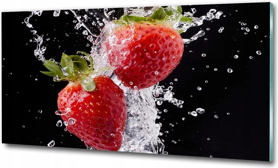 Fotó üvegkép Eper és víz 100x50