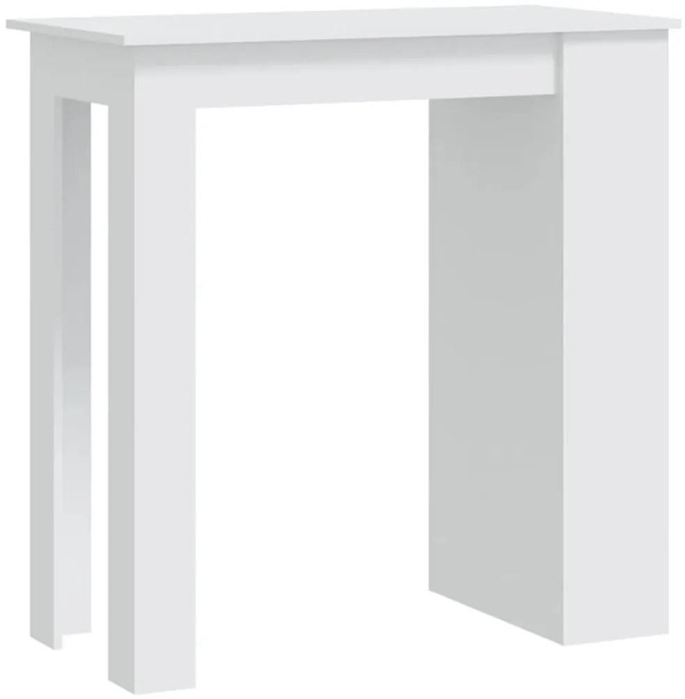 Fehér szerelt fa bárasztal tárolórekesszel 102 x 50 x 103,5 cm