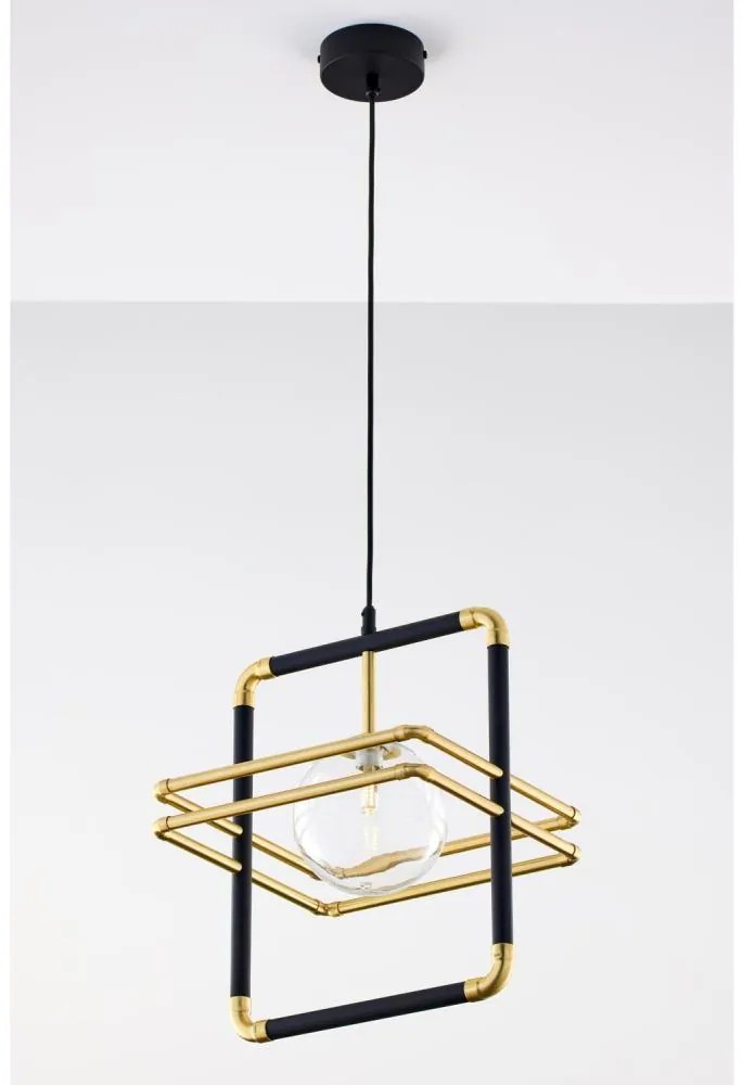 Jupiter 2028 - Csillár zsinóron FIORI 1xG9/10W/230V fekete/arany/átlátszó